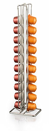 MACOM Dispenser Portacapsule Compatibile con Nespresso per Macchine Caffè, 20 capsule, acciaio cromato, Just Kitchen 601 Totem Coffee