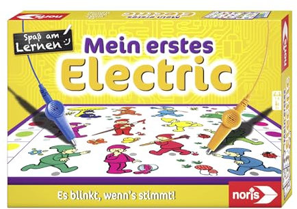 Noris Mein erstes Electric Lernspiel – Zuordnungsspiel mit Lichtsignal bei richtiger Antwort, 12 Bildtafeln, Batterie betrieben – pädagogisches Spielzeug Kinder ab 3 Jahren