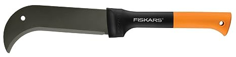 Fiskars 9 Brush Axe with Safety Sheath - Fixed Handle -Curved Blade Branch Chopping Axe - Yard and Garden Tools - Black/Orange
