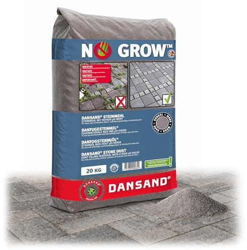 Dansand No Grow 20kg Easy Fix Brush in Jointing Paving Sand | Sand For Patio, Block Paving Sand, Suitable for All Paving Types - Grey