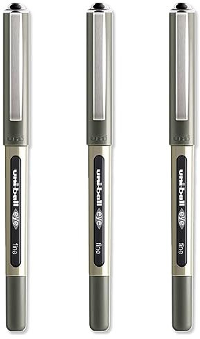 Set of 3 Rollerball Pens – Plain Ball – Black