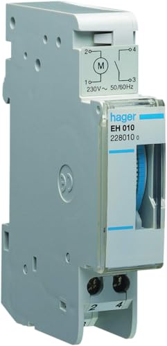 Hager EH010 Interrupteur horaire électromécanique, cycle de programmation quotidien, 16A, un inverseur, sans réserve de marche