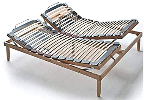 Evergreenweb - Rete Matrimoniale 180x200 con Doghe in Legno 2 Alzate Manuali Separate ALZA Testa e Piedi Ortopedica Regolatori di Rigidità, Gambe Smontabili Base Letto da Incasso Rinforzata - Offerta