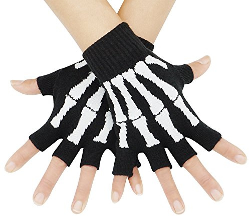 Bienvenu Gants unisexes extensibles sans doigts squelette