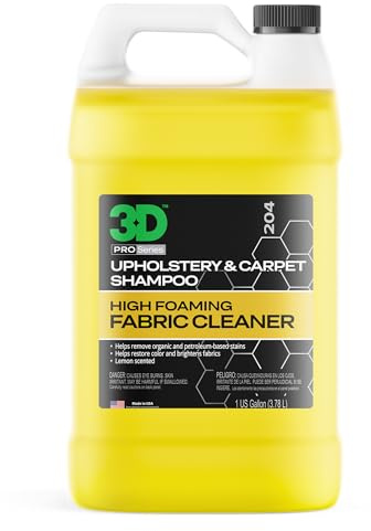 3D Upholstery & Carpet Shampoo - High Foam Stain Remover & Odor Eliminator Shampoo 1 Gallon
