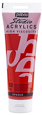 Pébéo - Acrylic Fine Studio Acrylics - Acrylfarbe für Künstler - Farbe für Profis und Anfänger - Leuchtende und pigmentierte Farbe - Cadmiumrot Dunkel Imitation - 250 ml