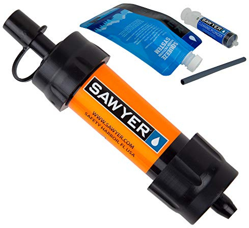 Filtre à Eau Sawyer Mini PointONE pour l'Extérieur - Élimine 100% des Microplastiques et 99,99999% des Bactéries (Orange)