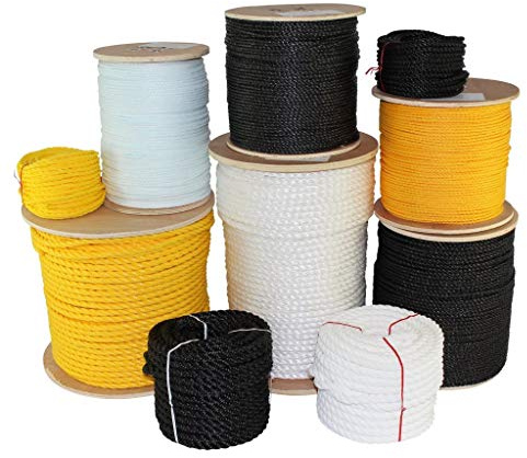 SGT KNOTS Twisted Polypropylene Rope - Floating, Nautical for Marine, Boating, Fishing, Camping, Indoor/Outdoor Project (3/8 x 100ft, White)