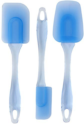 Wilton Easy Flex Silicone Spatula Set - Your Versatile Tools for Mixing, Folding, Scraping, Cooking, Frosting and Serving, Blue, 3-Piece