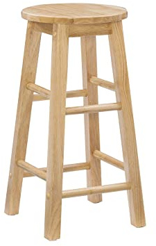 Linon Natural Barstool with Round Seat, 24-Inch