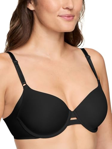 Warner's Women's No Side Effects Underarm-Smoothing Comfort Underwire Lightly Lined T-Shirt Bra 1356, Black, 34C