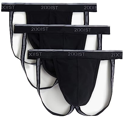 2(X) IST Herr bomull stretch suspensorem 3-pack suspensoar, Svart/svart, M