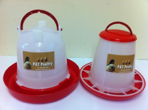 P&T Fjäderfä 1 kg matare och 1,5 l drickare för kycklingar/höns/ankor/kycklingar