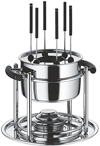 WMF Allegro Fondue-Set 11-teilig, für 6 Personen, mit Brenner und Gabeln, Cromargan Edelstahl, Fonduetopf Induktion, spülmaschinengeeignet