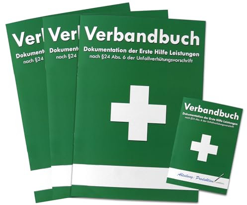 3er - Pack Verbandbuch - Meldeblock für Arbeitsstätten (GRÜN - DIN A5) - einzeln entnehmbare Seiten (DSGVO konform) Verbandbücher aktuelle Ausgabe