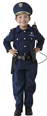 Dress Up America Polizeikostüm für Kinder– Polizeikostüm Kinder Inklusive Hemd, Hose, Hut, Gürtel, Trillerpfeife, Pistolenhalfter und Walkie-Talkie-Cop-Set - Rollenspiel-Polizei Kostüm Kinder