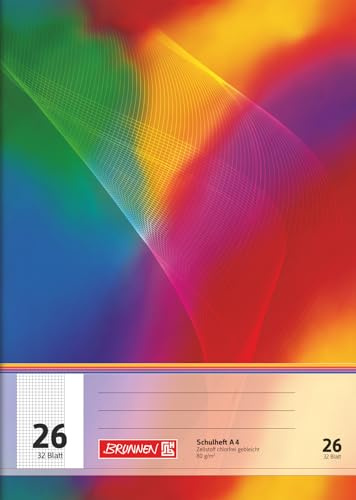 Brunnen – 104432602 Cuaderno escolar A4 5 mm cuadriculado con margen, 32 hojas, estilo de línea 26)