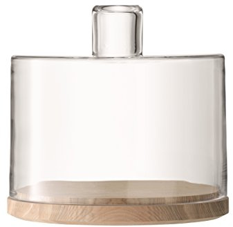 LSA International Lotta LW07 - Campana para pasteles y queso con base de fresno, 25 y 25.5 cm de diámetro