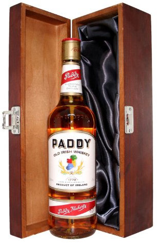 Paddy Old Irish Whiskey with Luxury Hinged Stained Wooden Box