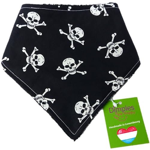 Dimples Hundehalstuch - Piraten Totenkopf Schwarz für Kleine, Mittlere und Große Hunde, Welpen und Katzen - Besitzer Geschenk - Handgemachtes Accessoire 40cm