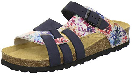 AFS-Schuhe 2122 damsandaletter av äkta läder, högkvalitativa tofflor för kvinnor med EVA-sula, tillverkade i Tyskland, blå, 36 EU