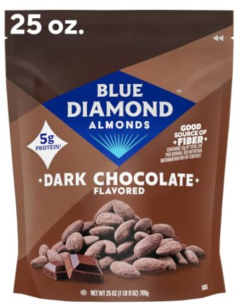 Blue Diamond Almonds Dark Chocolate Flavored Snack Nuts, 25 oz, Pack of 1