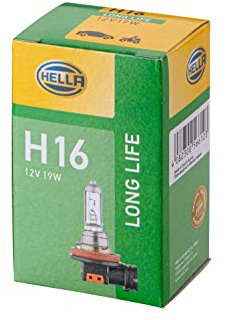 HELLA 8GH 186 996-001 Lámpara - H16 - Long Life up to 3x longer lifetime - 12V - 19W - Tipo de portalámpara: PGJ19-3 - caja - Cant.: 1