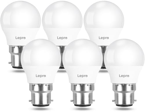Lepro Bayonet Light Bulbs, 40W Equivalent, Warm White 2700K, 4.9W 470lm B22 LED Bulb, G45 Golf Ball Energy Saving Lightbulbs, 180° Wide Beam, Non-dimmable, Pack of 6