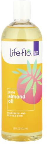 Life-flo Pure Almond Oil, Sweet Almond Oil for Skin Care, Hair Care and Massage, Aromatherapy Carrier Oil, Revitalizing and Moisturizing, No Fillers, 60-Day Guarantee, Not Tested on Animals, 16oz
