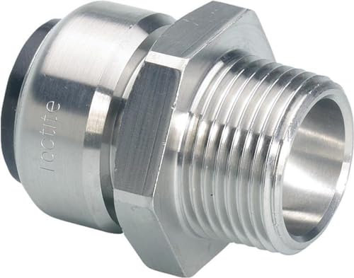 Edelstahl Steckfitting Tectite Übergangsnippel 22 mm auf AG R 1/2, TS243G