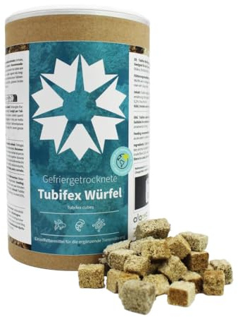 algova Tubifex Würfel Gefriergetrocknet 1L = 100g | Gesiebt & Frei von Abrieb | Zierfischfutter | Schwimmfutter | Fischfutter | Schildkrötenfutter