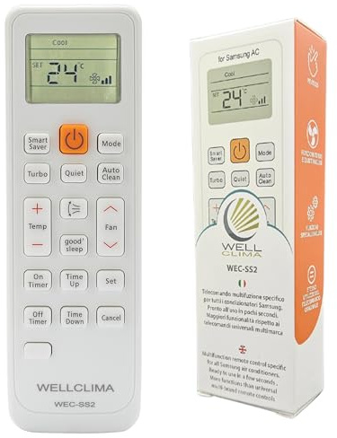 Wellclima Telecomando Universale per Climatizzatori Samsung, Compatibile con Tutti i Modelli, Simile agli Originali, Funzioni Avanzate, Utilizzo Immediato, Supporto Diretto