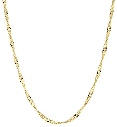 PRINS JEWELS 14 Karat / 585 Gold Singapur Kette Licht Zweiseitig Diamantiert Unisex, Länge Wählbar (49)