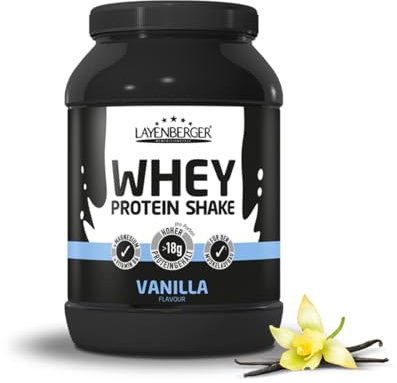 Layenberger WHEY Protein Shake, Molkeneiweißkonzentrat für Muskelaufbau, 74 % Eiweiß, 22,7 % BCAA (1x 750 g) - Vanille