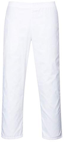 Portwest 2208 Bagarbyxor Polyester Elastisk Midja Helt Midjeband Lättvikt | Vit, 3XL, Rymlig Passform, Slitstarkt Kyperttyg, Livsmedelsgodkänd, Hårt Hållbart Twilltyg, Maskintvättbar, Polybomull