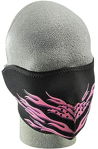 ZANheadgear Neoprene Half Face Mask, Pink Flames