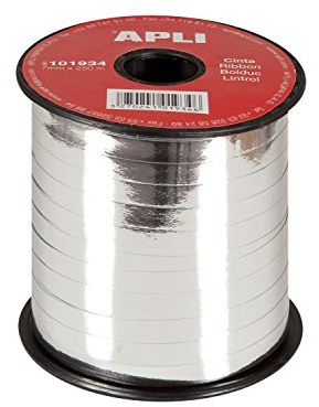 Apli 101934 Nastro Regalo Metallizzato Argento, 7 mm x 250 m
