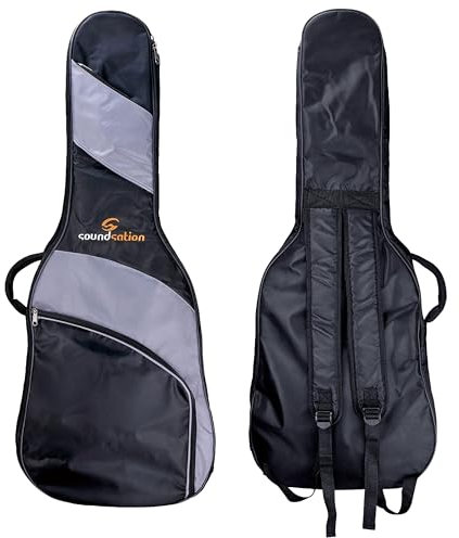 Soundsation PGB-5CG34 3/4 Größe Konzertgitarren Gig Bag - 5mm Polsterung, verstellbare Schultergurte, große Front- und Deckeltasche, schwarz/grau