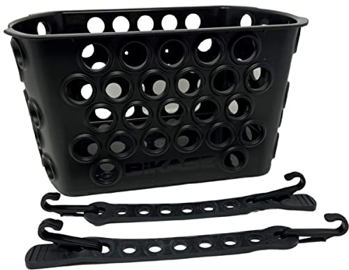 BiKase Durable Plastic Bike Basket for Adult Bikes, Easy Mount with Heavy-Duty Rubber Straps, Rear Handlebar Bicycle Basket, Ideal for Cruiser and Beach Bikes