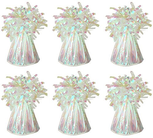 Balloon Weights 6 Pack Iridescent Foil, Suitable for Helium Balloons at Birthdays, Parties, Events, Weddings & Celebrations, Heavy & Durable 85g