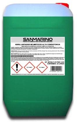 LIMPIARCOCHE.COM SANMARINO ABRILLANTADOR DE NEUMÁTICOS, PLÁSTICOS Y Gomas Alta CONSISTENCIA 25 L.