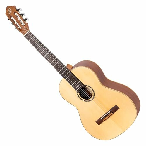 Ortega Guitars Konzert Gitarre Linkshänder – 4/4 – Family Series – Inklusive Gig Bag – Fichte, Mahagoni, Natur (R121L)