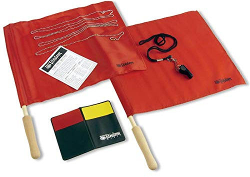 Tandem Sport Officials' Starter Kit - Professional Referee Kit with Whistle, Linesman Flags, Penalty Cards, Net Setter Chain - Ref Kit - Volleyball Official Kit