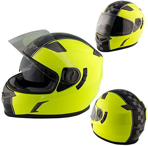 A-Pro Integralhelm Motorradhelm Rollerhelm Innensonnenblende Helm Touring Fluo L