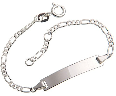 Silberketten Store Baby- & Kinder ID Armband inklusive Gravur & Geschenksäckchen I aus 925 Silber gefertigt I nickelfrei für Allergiker geeignet I 10 verschiedene Schriftarten I 13 cm
