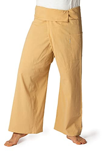 PANASIAM Thai Byxor Bomull - Omlottbyxor - Dam & Herr | Thai byxor, unisex, även för yoga eller kampsport, flexibel passform i 2 längder, omlottteknik, enfärgade