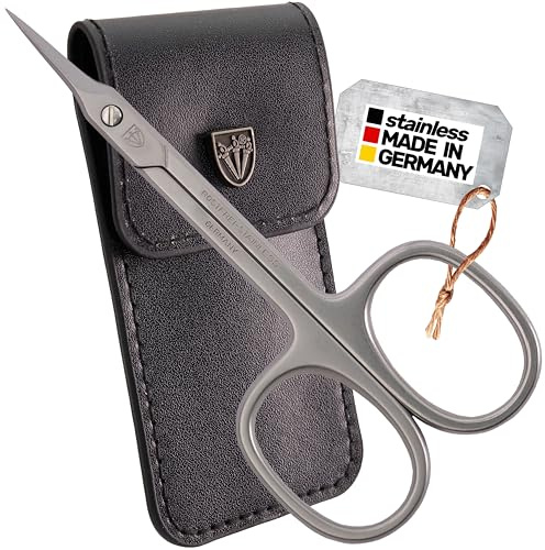 3 Swords Germany - brand quality STAINLESS STEEL INOX CURVED CUTICLE TOWERPOINT SCISSORS (1 PIECE) with case for manicure pedicure - nail care by 3 Swords - Made in Germany