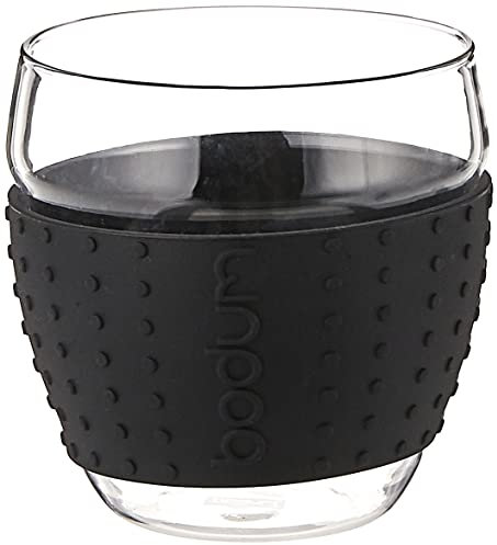 Bodum PAVINA 2-teiliges Gläser-Set (Rutschfester, farbiger Silikonring, 0,35 liters) schwarz