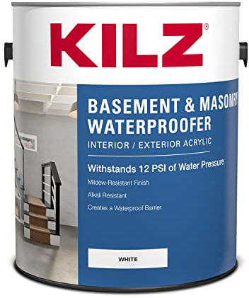 KILZ Basement and Masonry Waterproofing Paint, Interior/Exterior, White, 1 Gallon