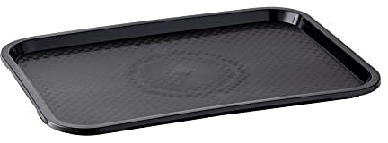 APS Fast Food-Tablett, bruchsicheres und spülmaschinenfestes Serviertablett, Made in Germany, 45 x 35,5 cm, Höhe 2 cm, schwarz